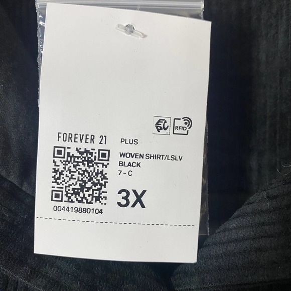 Forever21 Black 3X NWT Lightweight Button Front Corduroy Shirt NEW - Picture 4 of 13